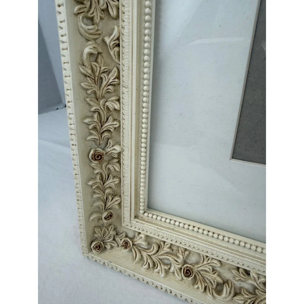 Vintage Ornate Cream Floral Picture Frame Victorian Style Tabletop Wall Decor‎